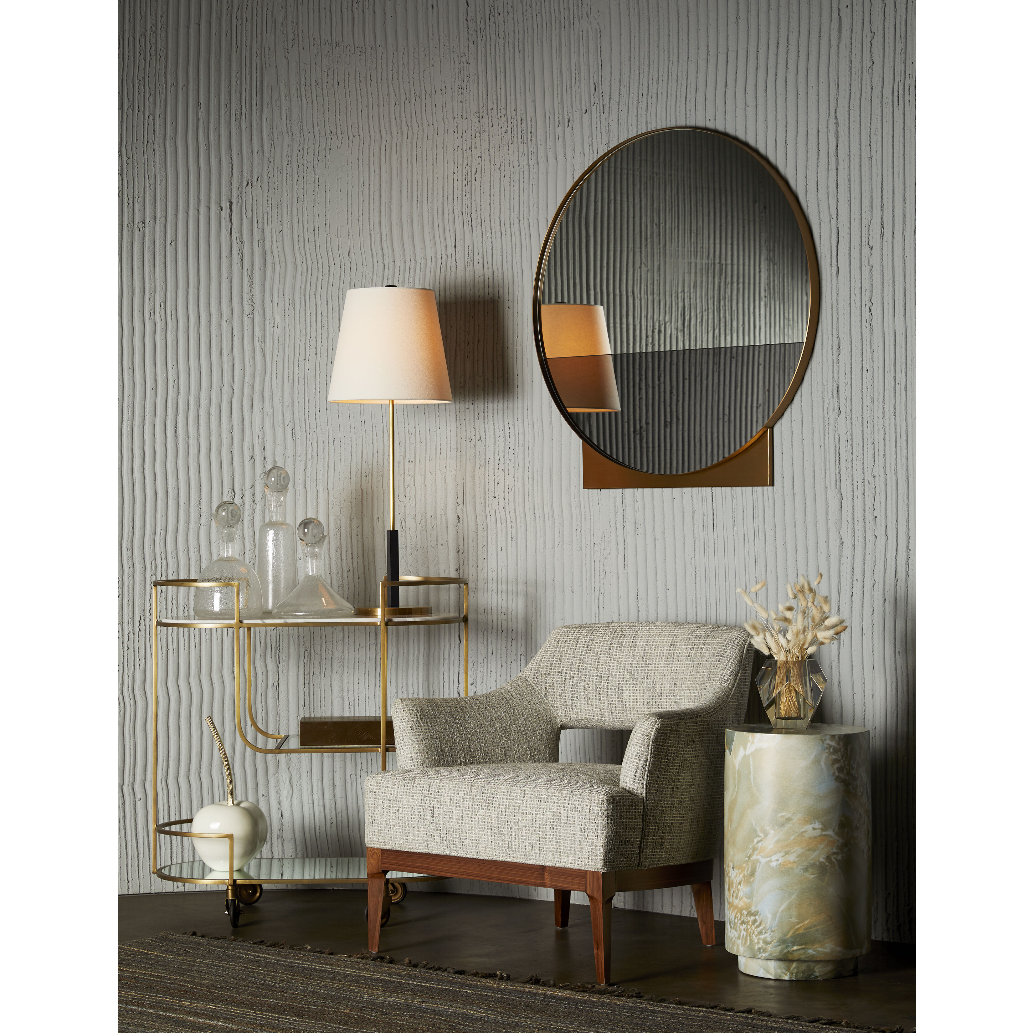 Celeste Side Table in Vintage Brass/White Marble